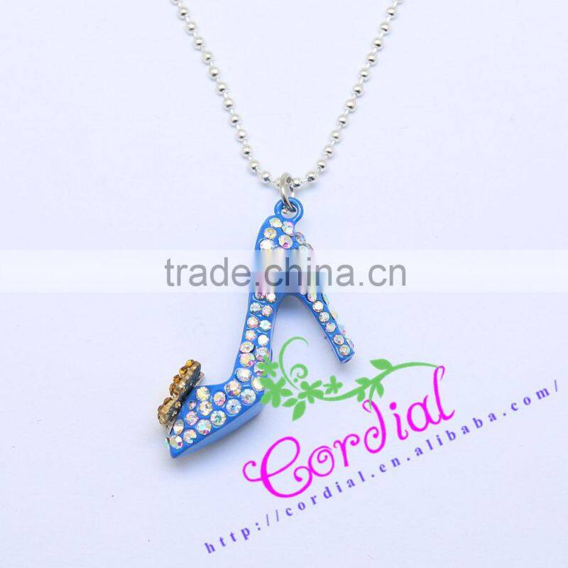 Fashion Jewelry Long Chain Crystal Alloy Big Hero Pendant Necklace For Gift