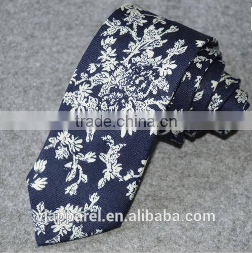 big flower pattern linen necktie, floral linen tie