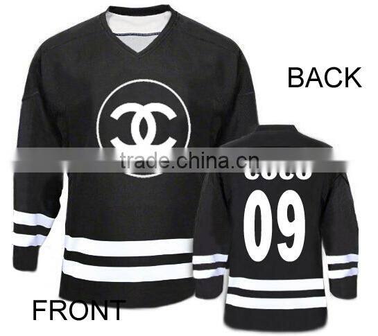 2015 new fashion wholesale black hockey jersey