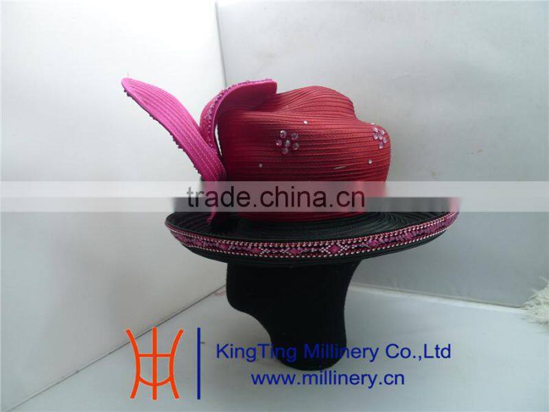 Wholesale Church Hat For Ladies Red/Black BM-5013
