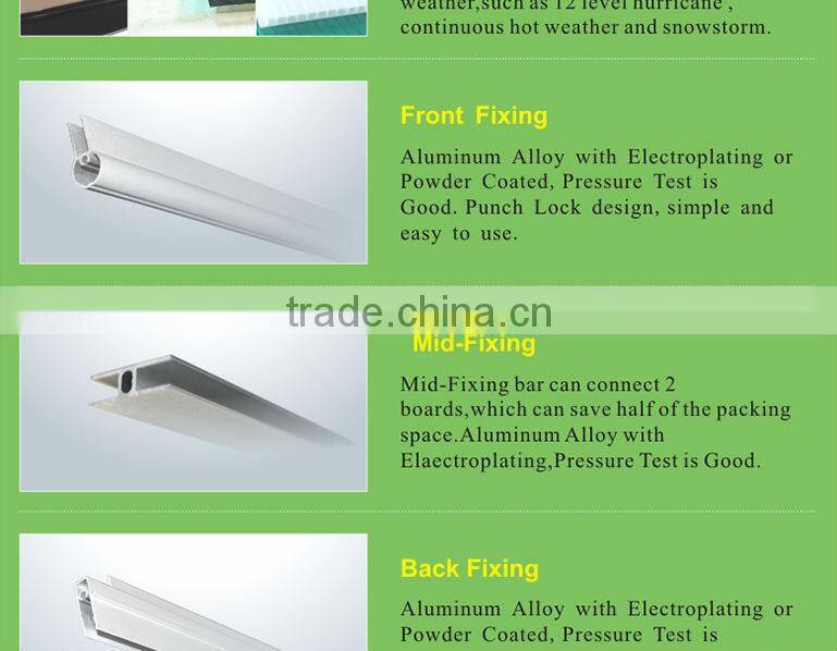 Affordable easy assembly Outdoor DIY polycarbonate canopy designs with mid-fixing bar can save space