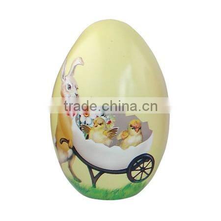 2016 cute egg shape metal candy tin box easter gift tin can