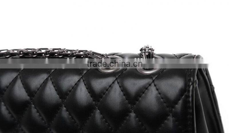 Leather Handbag Ladies Alibaba China Supplier crossbody bags black Iron chain shoulder bags
