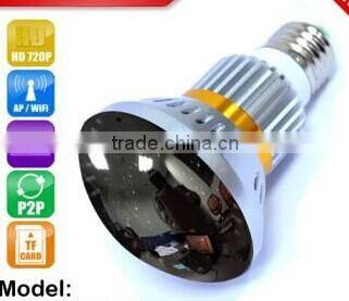 Bulb-Shaped CCTV Bulb DVR Camera Security Surveillance with Remote Control LED Light Mirror face Hidden Bulb Wifi IP Camera
