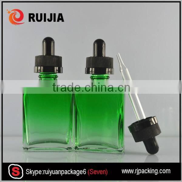 wholesales cosmetic use childproof cap clear colorful frosted rectanglar glass e-liquid bottle 30ml Free samples