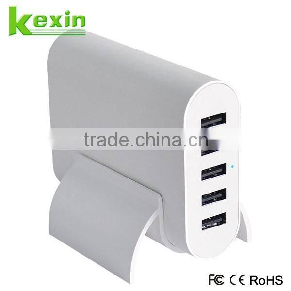 Multi Charger USB 5 Port Desktop USB Charging Hub, High Speed with PowerSmart Technology Wall Travel Charger