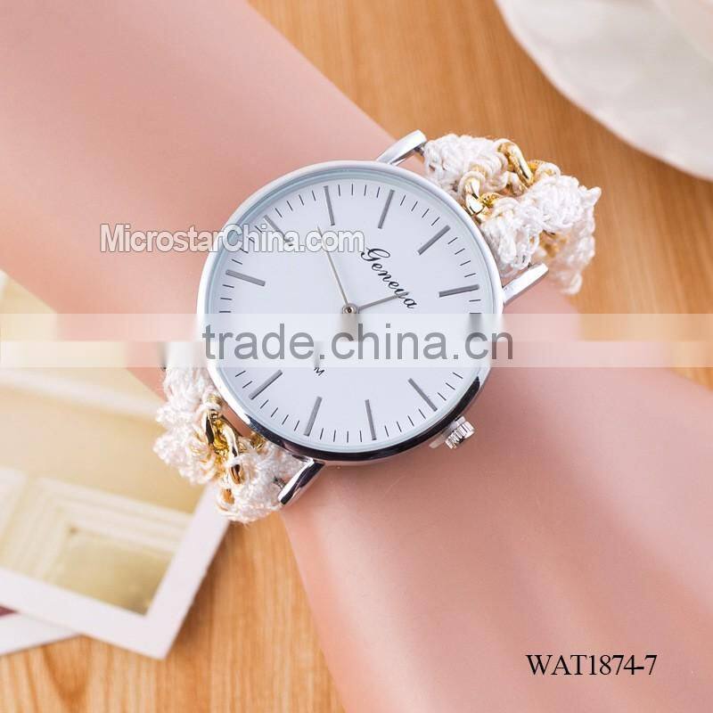 New Classic Geneva Ethnic Braided Analog Nailed Chain Watch