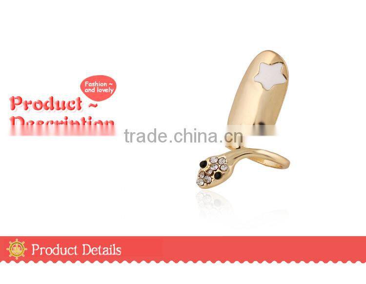 >>>2015 new hot sale women nails rings european style popular stylish crystal snake nail ring