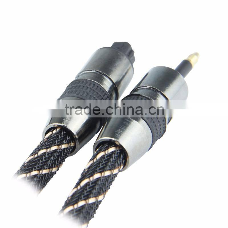 High quality black Fiber Optic Audio Cable Toslink Plug to Optical 3.5mm Jack Cable