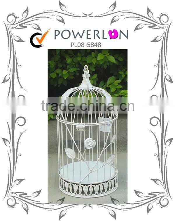 Vintage Antique White Square Outdoor Wrough Iron Bird Cage Garden Ornament For Wedding Decoration TS05 G00 C00 X00 PL08-5862