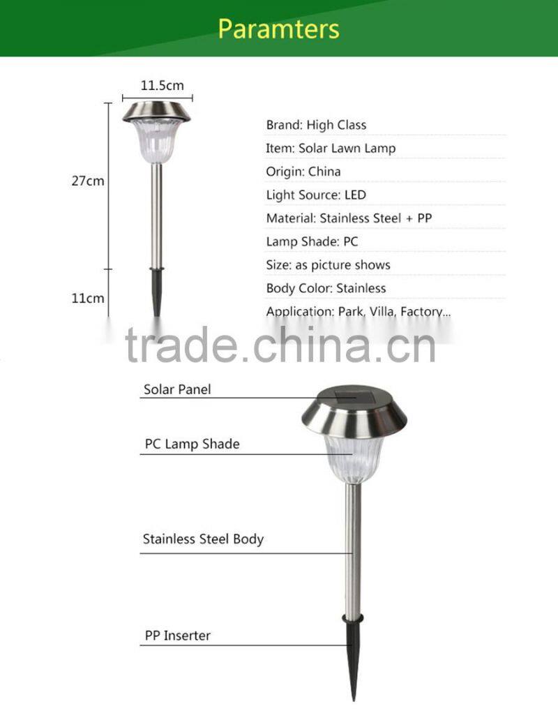 Stainless Steel Insert Type Garden Light LED Solar Lawn Lamp