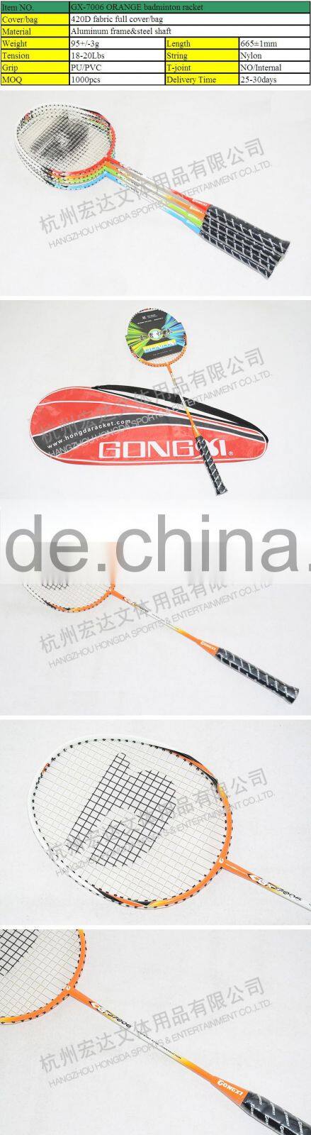 GX-7006 ORANGE hot sale aluminium&steel custom badminton rackets/original badminton racquets/badminton floor mat