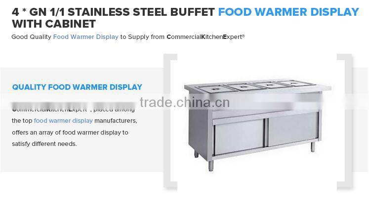4 * GN 1/1 Stainless Steel Buffet Food Warmer Display With Cabinet