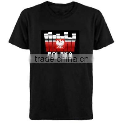 wholesale 100% cotton sould active led t-shirt / el t-shirt/el equalizer t-shirt