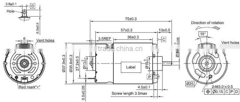 micro permanent magnet electric motor 24v 500w for electric model | RS-550H