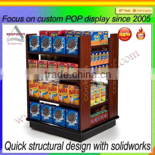 ODM & OEM food accessory products wood display shelves for supermarket promotion
