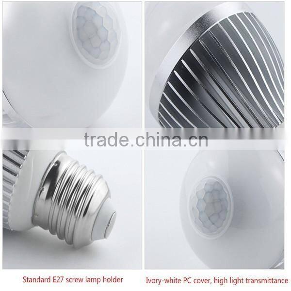 New brand 7W/9W E27 PIR infrared body sensor LED light with CE ROHS