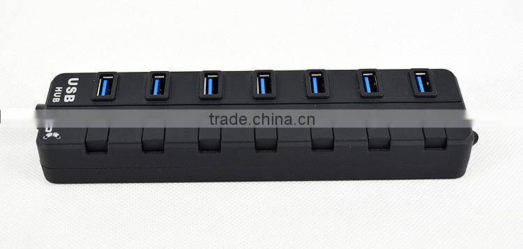 Ultra Hi-Speed 7 port usb 3.0 hub from usb por hub suppliers with individual switches and LED Lights for computer accessory