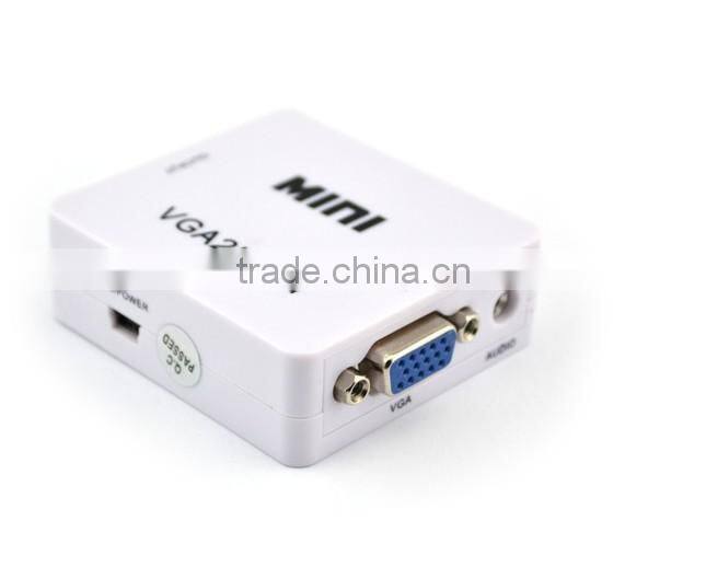 Hot sell Mini VGA TO HDMI Converter , Vga2hdmi Converter dengan with Audio 1080P 3D