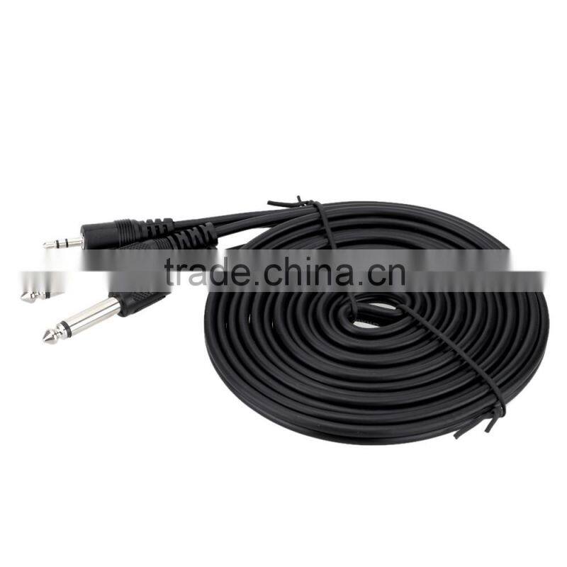 5ft / 1.5m 3.5mm Stereo Male to Dual 6.35mm Mono Male Cable Wire for Computer Mixer Mixing Console