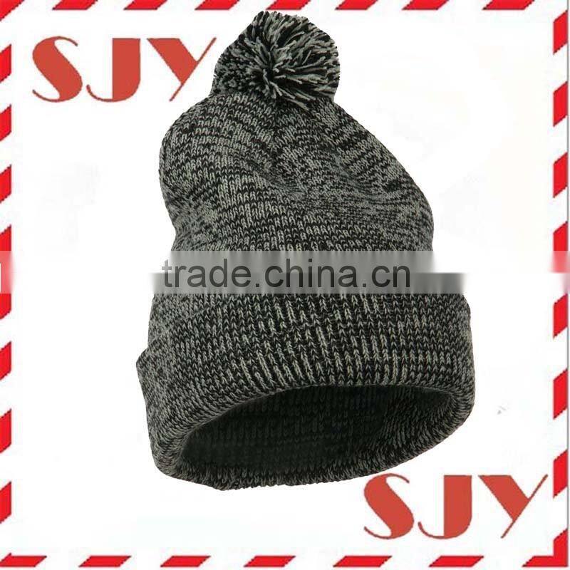 Custom plain black pom pom beanie hat