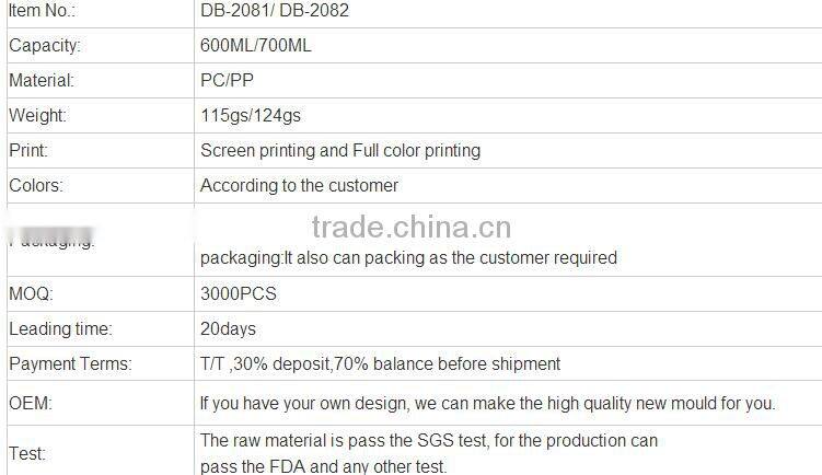 600ml fashionable sport water bottle for travel outdoor water bottle