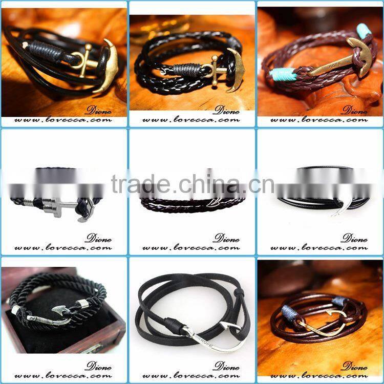 High Quality Colorful Leather Anchor Bracelet for Jewelry