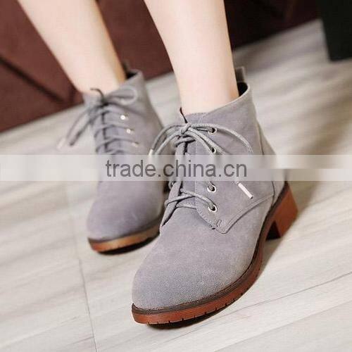 2015 Autumn new design women round toe low heel casual women shoes fashion British style lace-up ladies ankle boots PH3883