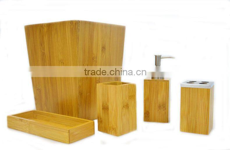 Classics Bamboo Bath and Vanity Set, 5 PCS Bamboo Bath Accessory Set with Hot Selling