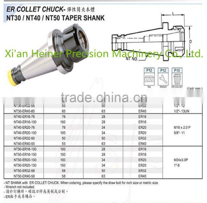 NT30-ER16-60 High of precision numerical control mill spring collet tool holders