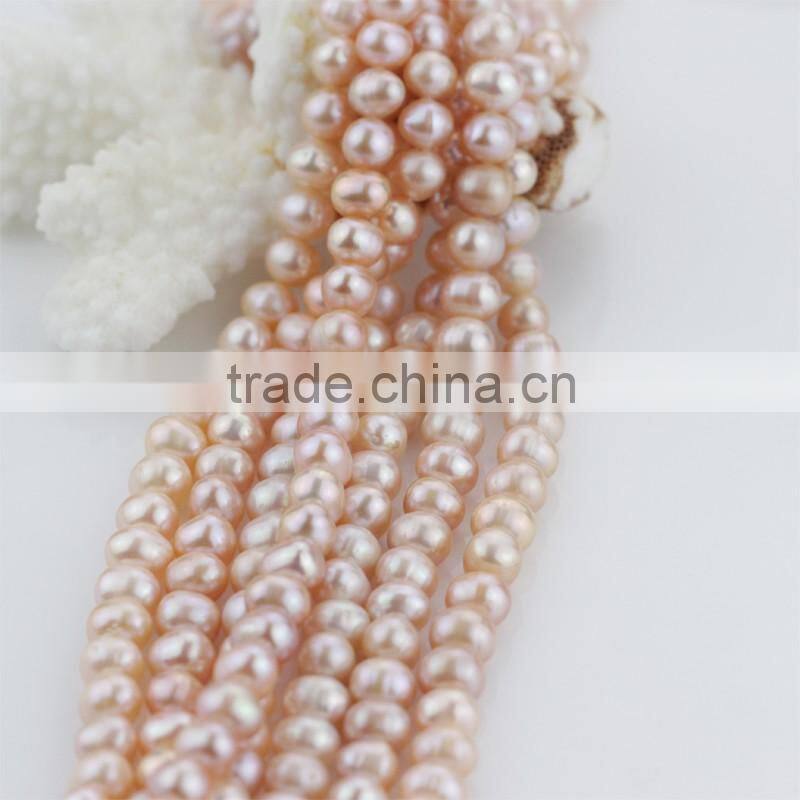 8mm AA grade potato natural shiny luster peach pink pearl string