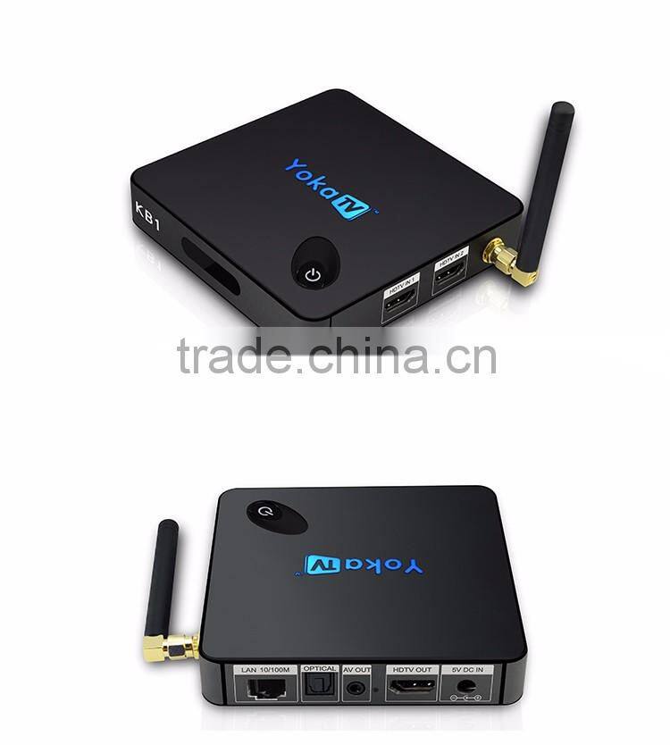 Yoka TV dual frequency wifi S905X quad core CPU penta core gpu on the top box