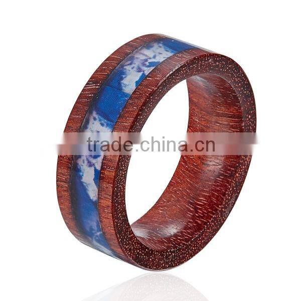Natural Wooden Ring, Wooden Ring with Camouflage Inlay