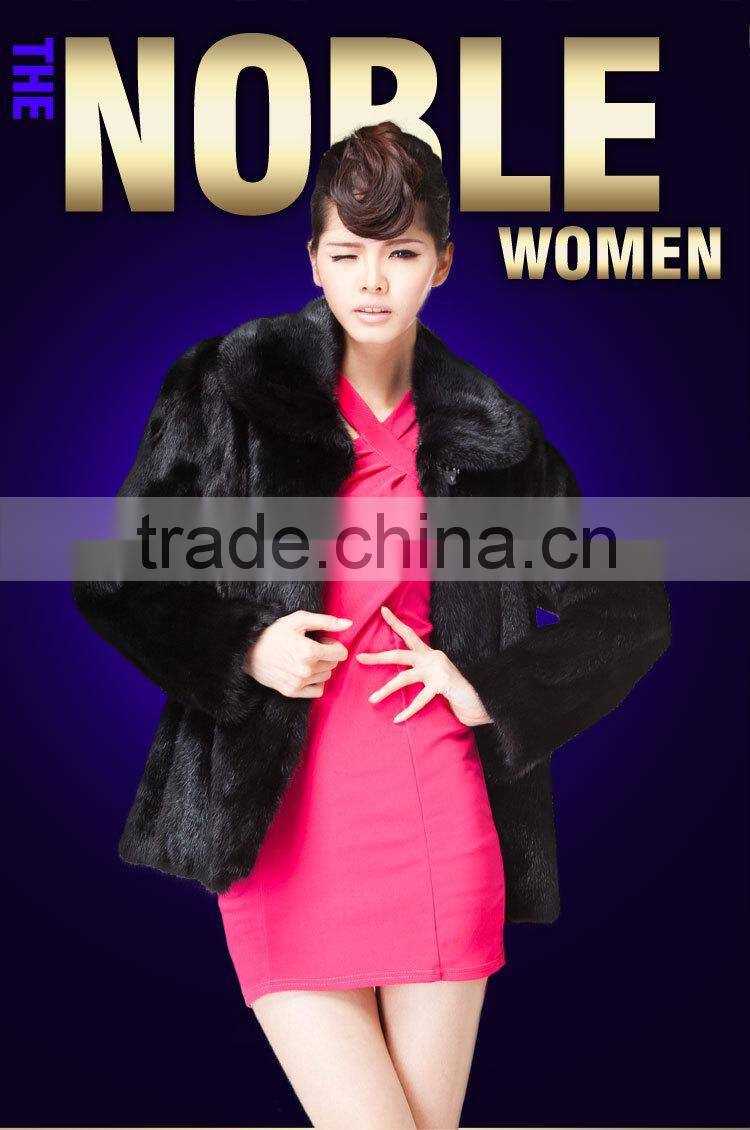 sale natural black mink fur coat with factory price