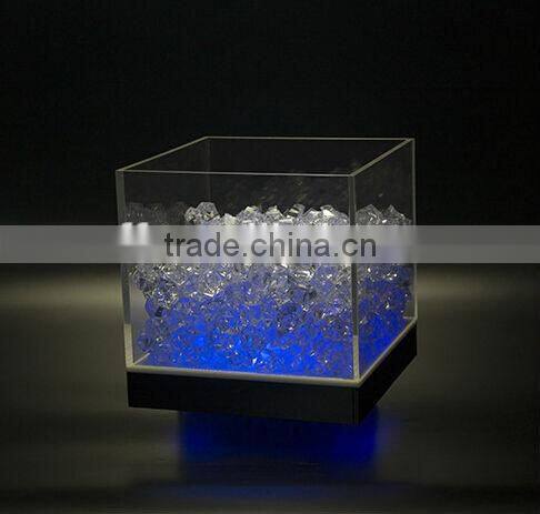 Rechargeable acrylic led ice bucket, square led beer bucket for party