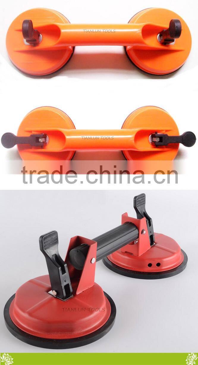 Double suction cup panel glass sucker,Factory supply Foldable 2 caps aluminium alloy glass suction plate