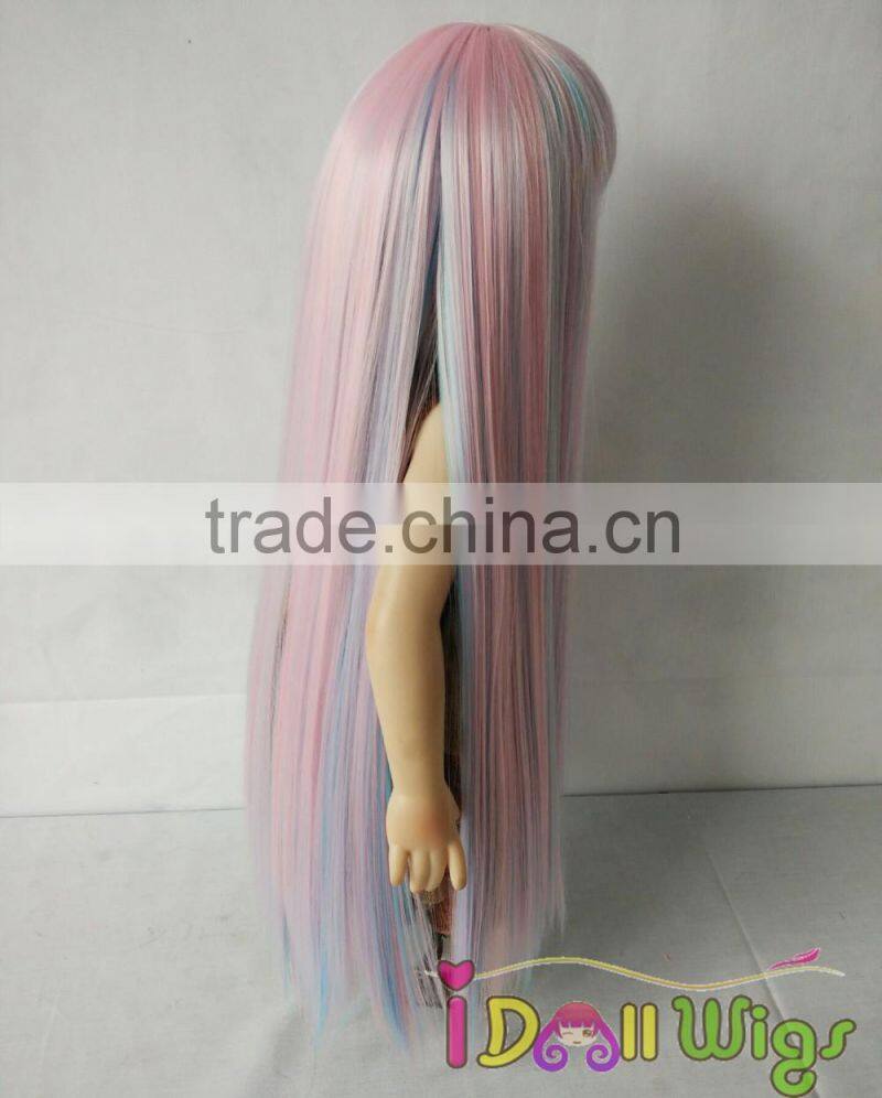 American Girl Doll Wig Dreaming Rainbow Pink Straight Soft Synthetic Hair Wig