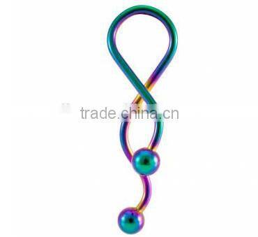 14g Anodized Steel Rainbow Ear Spiral Twister Body Jewelry