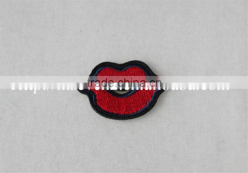 red color embroidery lip fabric number patches lace patch work in blouse neck designs 4*6cm