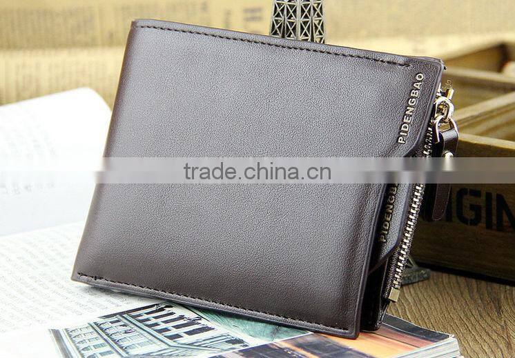 2016 Fashion Men Wallets Faux Leather Bifold Wallet ID Credit Card Holder Coin Purse Pockets Clutch With Zipper Wallets