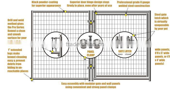 black dog use fence powder coated material dog kennel fence panel