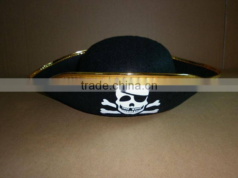 Cheap Promotional Black Gold Adult kids non-woven Party Pirate Hat