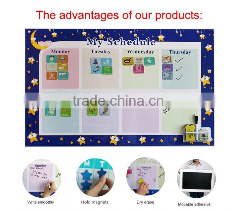 Magnetic Dry Erase Wall Sticker Printed Whiteboard Weekly Calendar 60 x 40 cm