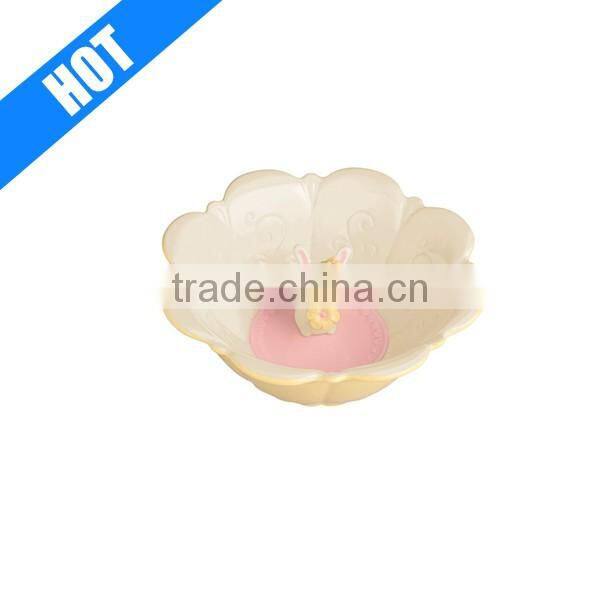 custom ceramic Easter bowl with bunny inside