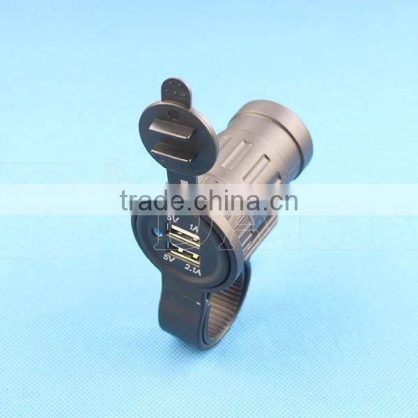 Double Port Motorcycle Car USB Charger Socket With Waterproof Cover
