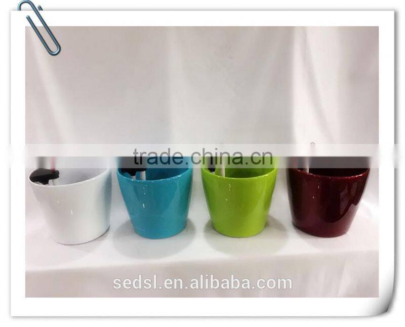 plastic self watering garden printed flower pots