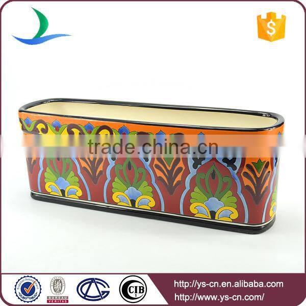 YSfp0008 Hot sale rectangular ceramic flowerpot with handprint design
