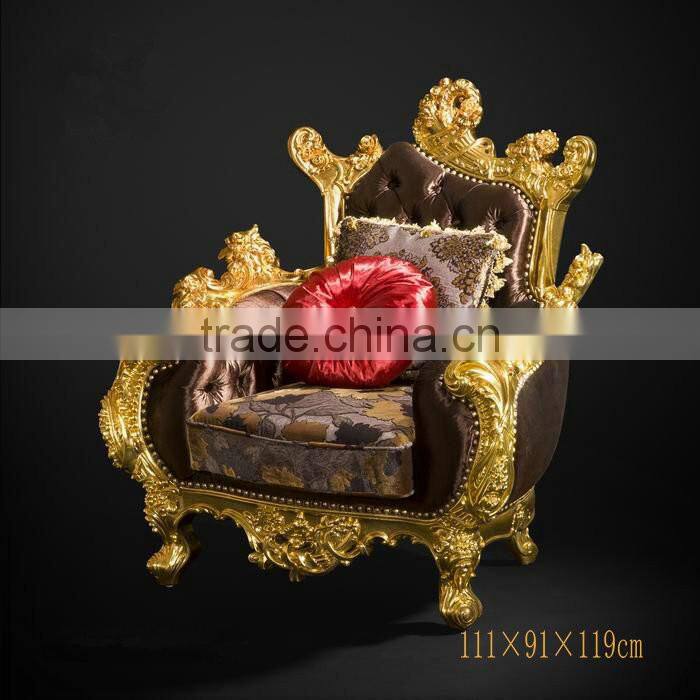 Imperial Noble Furniture Living Room Sofa, Luxury Wood Carved Three Seater Sofa With Gold Painted, British Royal Sofa Couch Set