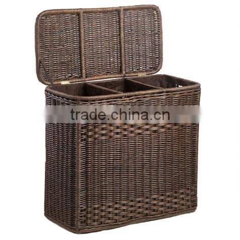 Recycling willow baskets with metal Liner for Trashes