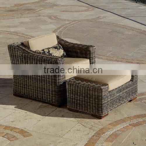 Sigma outdoor round rattan furniture chair lounger and ottoman
